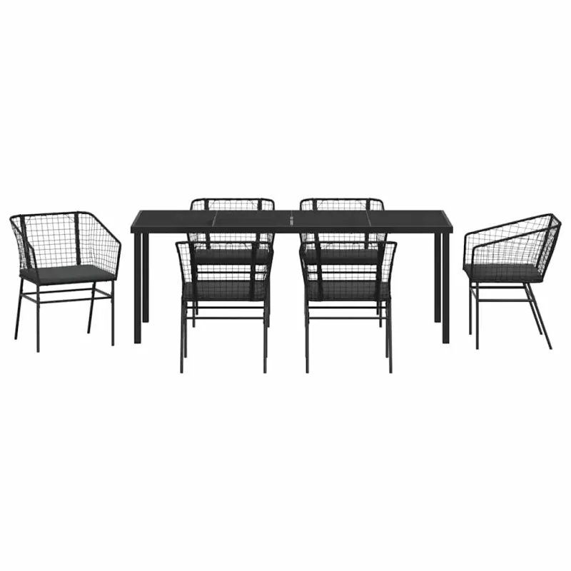 Sodo valgomojo komplektas 7 pcs Juoda poliratanas