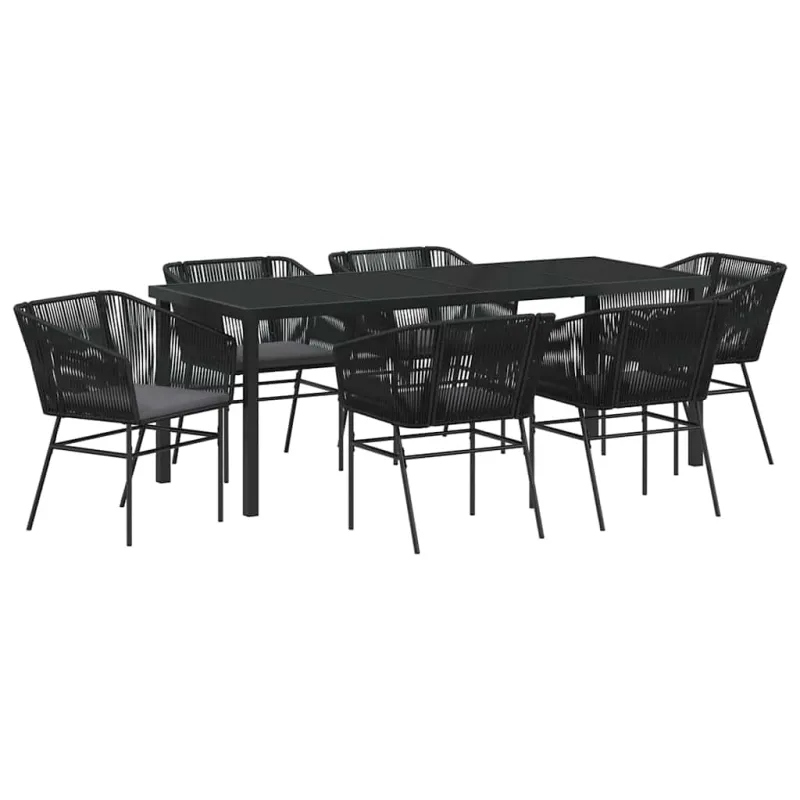 Sodo valgomojo komplektas su pagalve 7 pcs Juoda