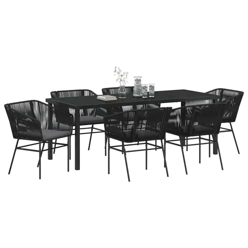 Sodo valgomojo komplektas su pagalve 7 pcs Juoda