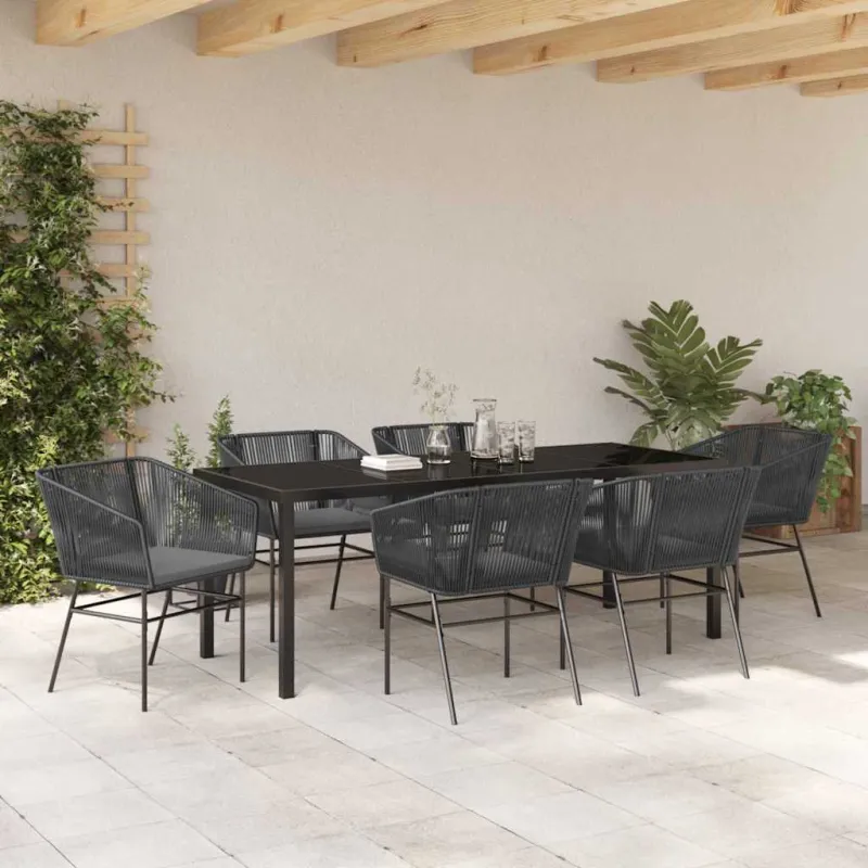 Sodo valgomojo komplektas su pagalve 7 pcs Juoda