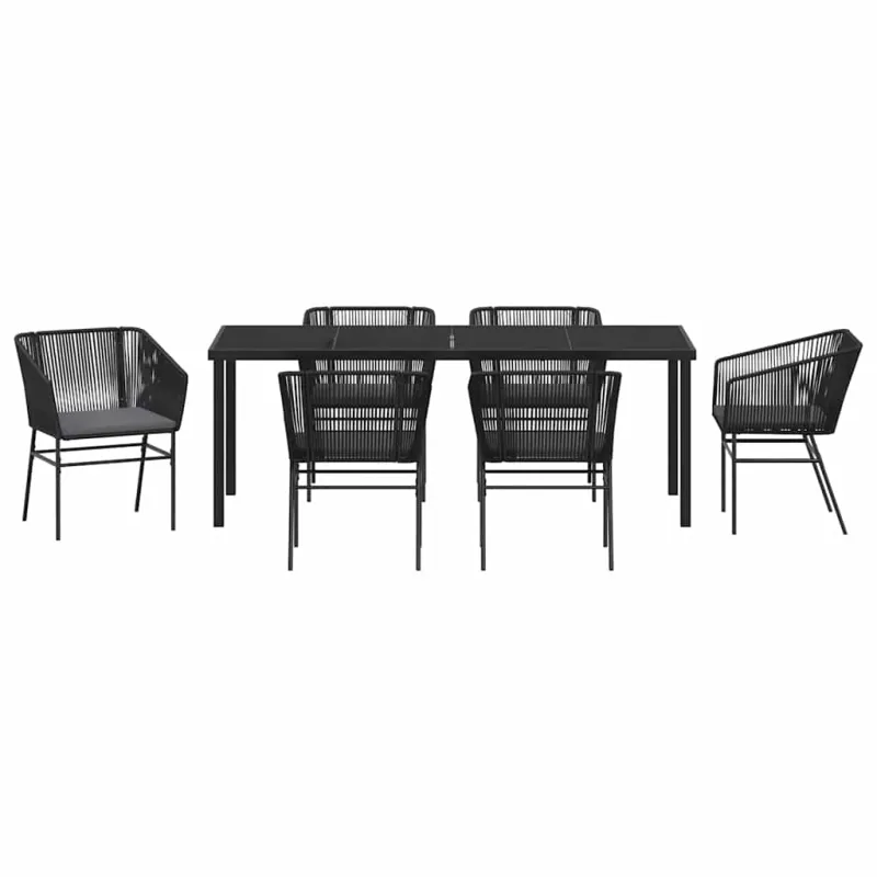 Sodo valgomojo komplektas su pagalve 7 pcs Juoda