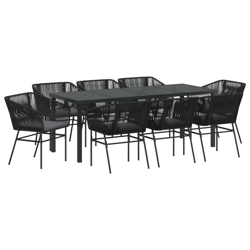 Sodo valgomojo komplektas su pagalve 9 pcs Juoda