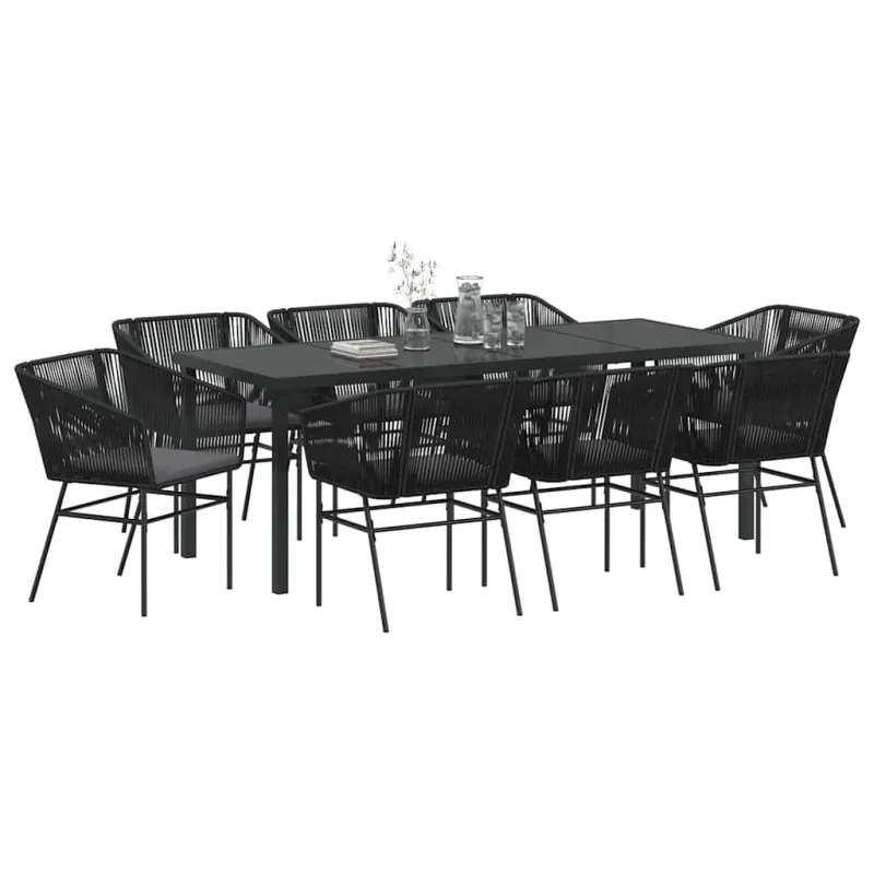 Sodo valgomojo komplektas su pagalve 9 pcs Juoda