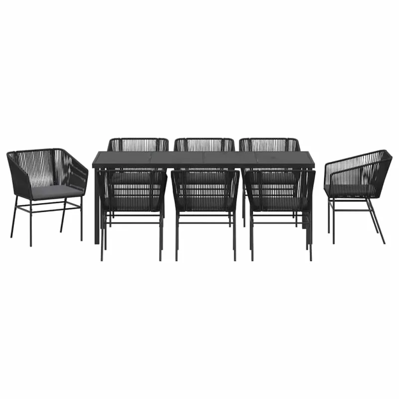 Sodo valgomojo komplektas su pagalve 9 pcs Juoda
