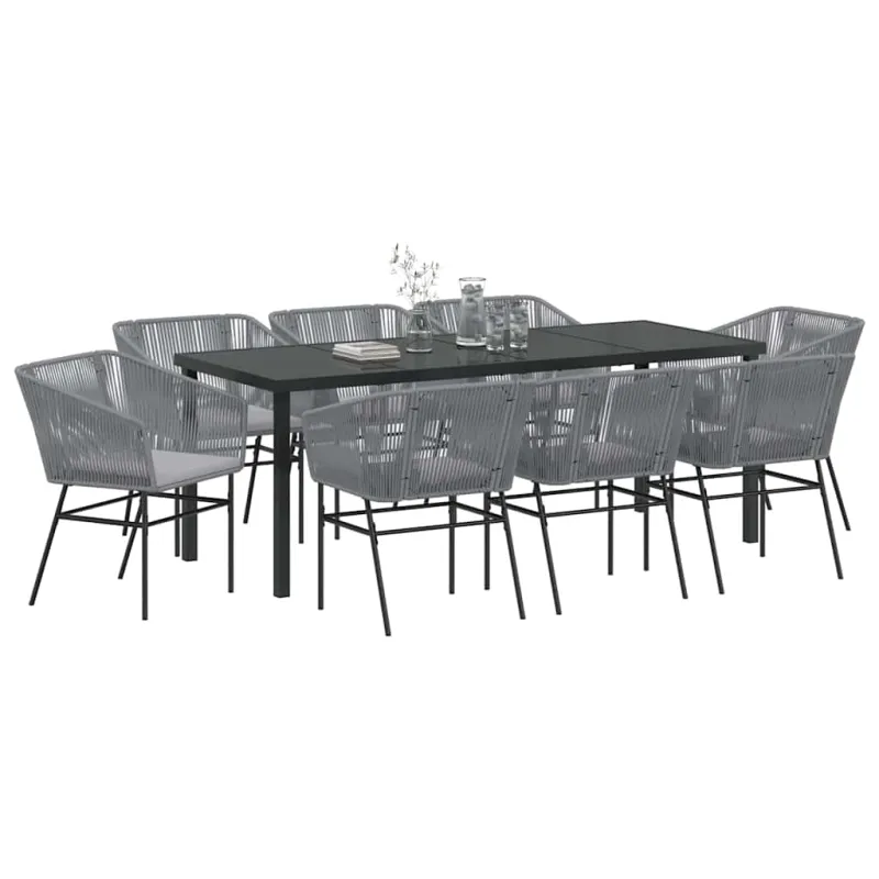 Sodo valgomojo komplektas su pagalve 9 pcs Pilka