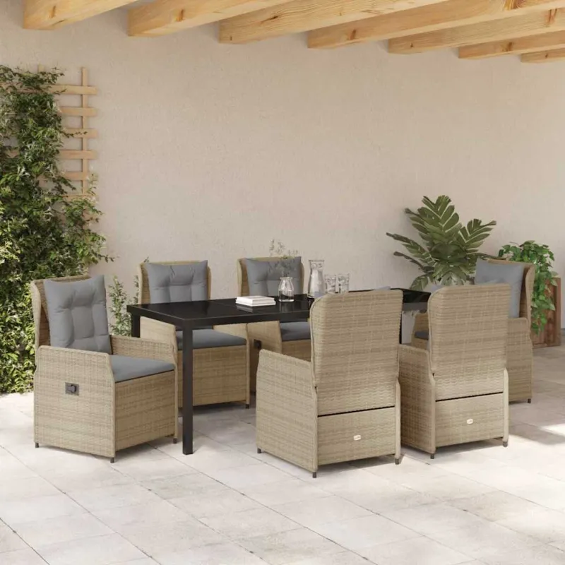 Sodo valgomojo komplektas 7 pcs Bežinė ir šviesiai pilka