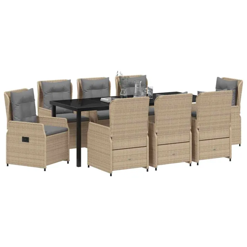 Sodo valgomojo komplektas 9 pcs Bežinė ir šviesiai pilka
