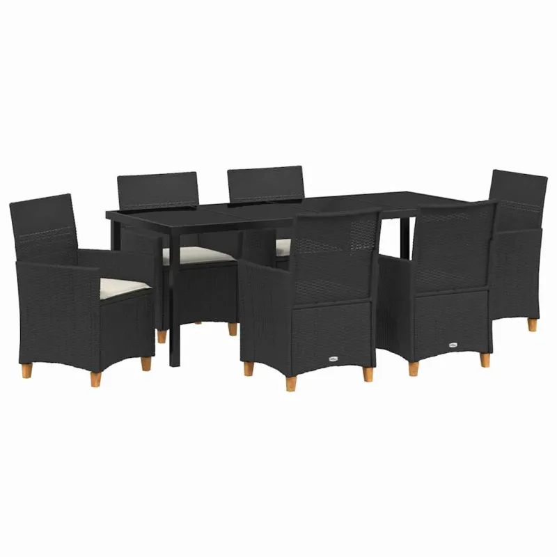 Sodo valgomojo komplektas 7 pcs Juoda poliratanas
