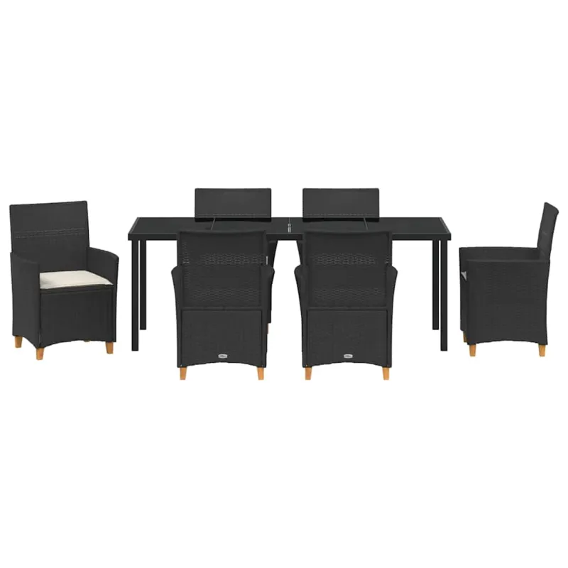 Sodo valgomojo komplektas 7 pcs Juoda poliratanas