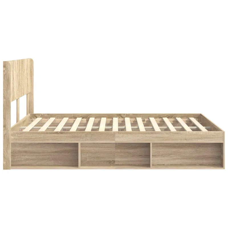 Lovos rėmas su saugojimu ir nugara Sonoma ąžuolas 150 x 200 cm