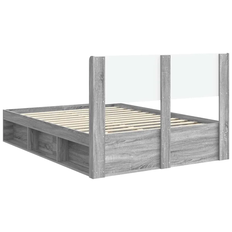 Lovos rėmas su saugojimu ir nugara Pilka Sonoma 150 x 200 cm