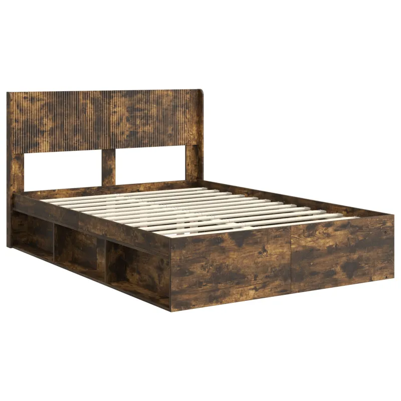 Lovos rėmas su saugojimu ir nugara Dūminio ąžuolo 135 x 190 cm
