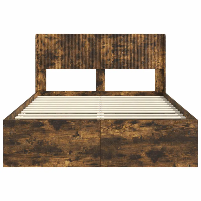 Lovos rėmas su saugojimu ir nugara Dūminio ąžuolo 135 x 190 cm