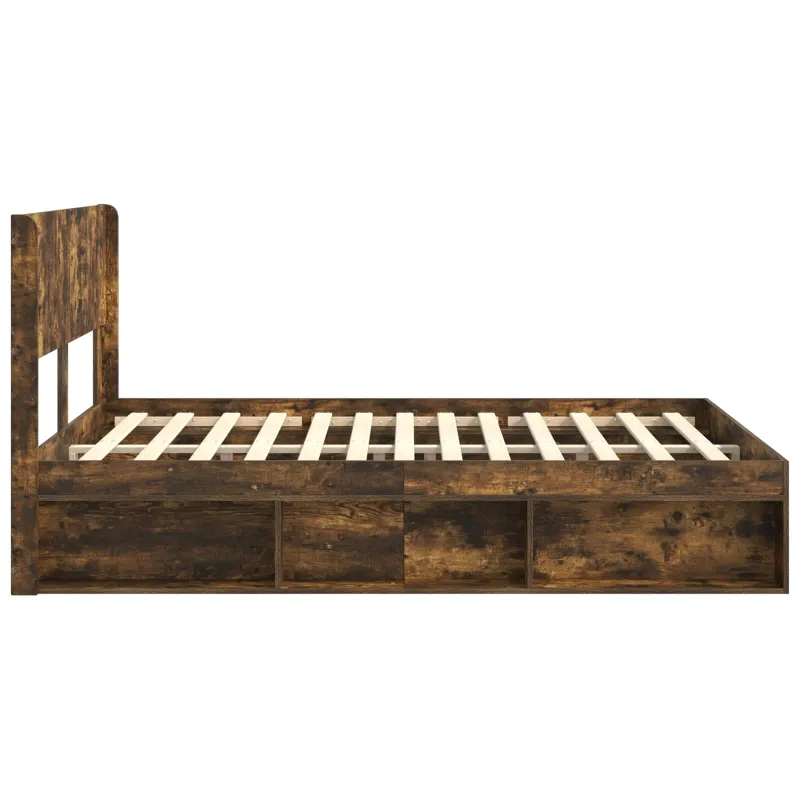 Lovos rėmas su saugojimu ir nugara Dūminio ąžuolo 135 x 190 cm