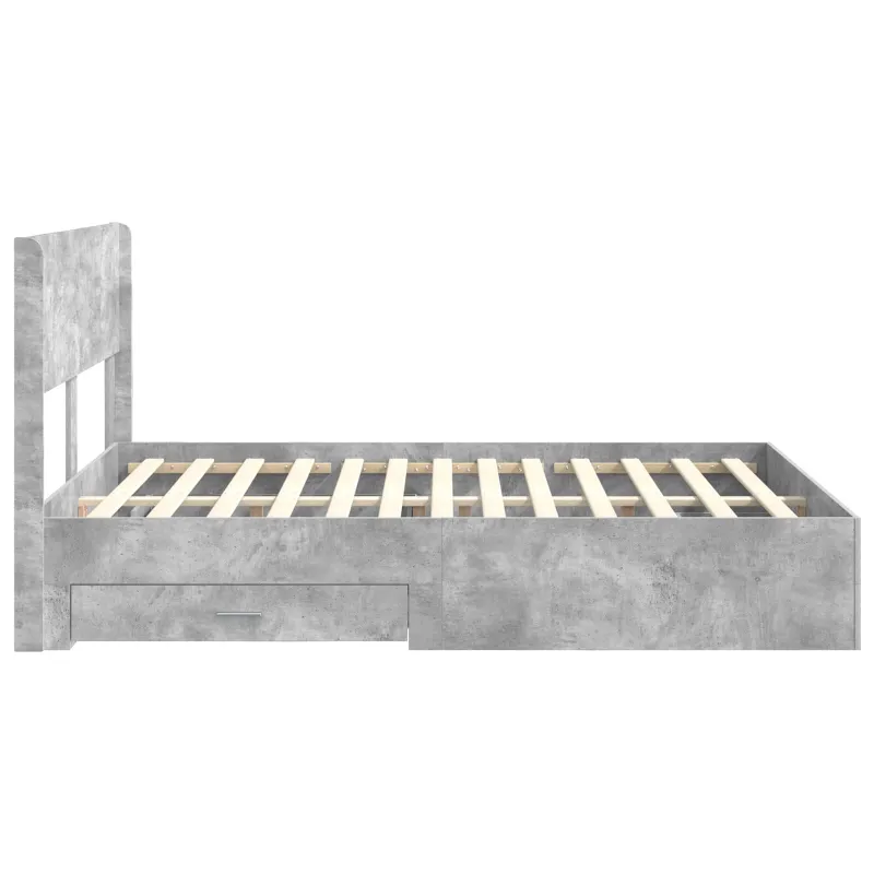 Lovos rėmas su saugojimu ir nugara Betono pilka 150 x 200 cm