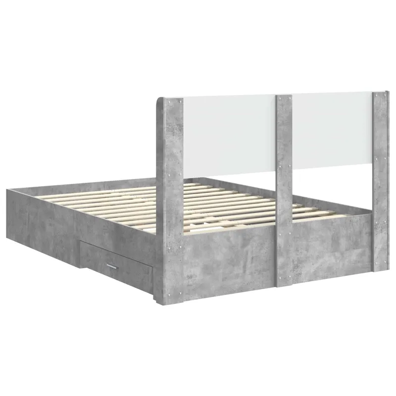 Lovos rėmas su saugojimu ir nugara Betono pilka 150 x 200 cm