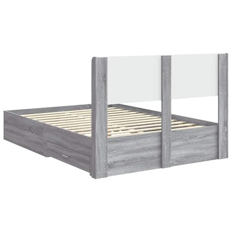 Lovos rėmas su saugojimu ir nugara Pilka Sonoma 135 x 190 cm