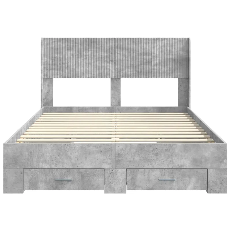 Lovos rėmas su saugojimu ir nugara Betono pilka 120 x 200 cm