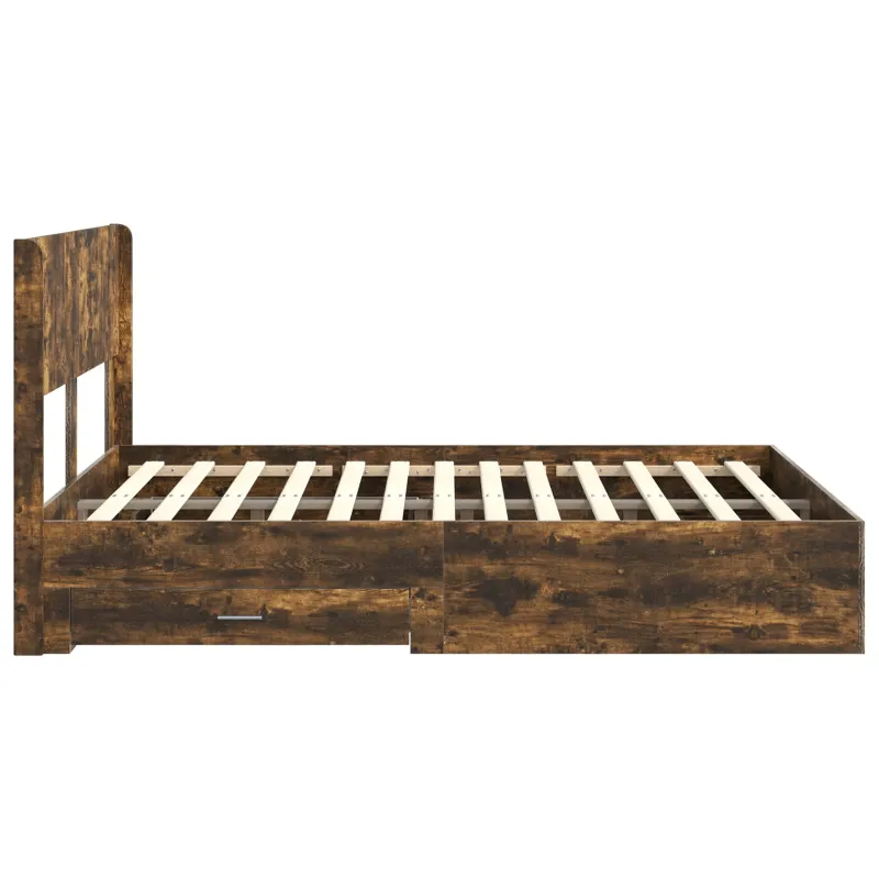 Lovos rėmas su saugojimu ir nugara Dūminio ąžuolo 120 x 200 cm