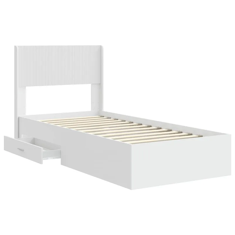 Lovos rėmas su saugojimu ir nugara Balta 90 x 190 cm
