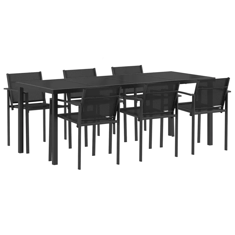 Lauko baldų komplektas 7 pcs Juoda ir Antracitas Tekstilenas