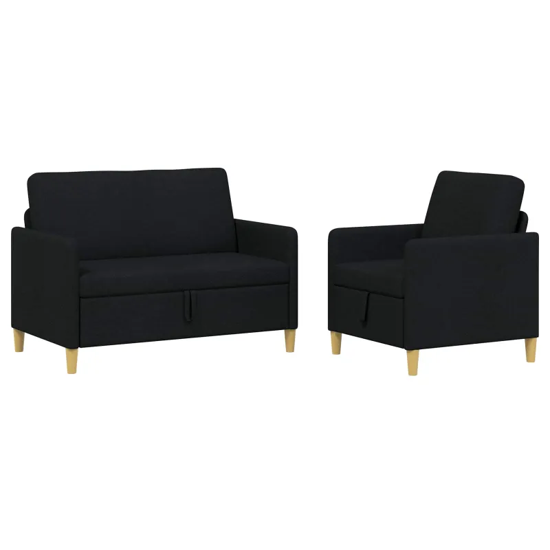 Sofos komplektas su saugojimu 2 pcs Juoda Poliesteris