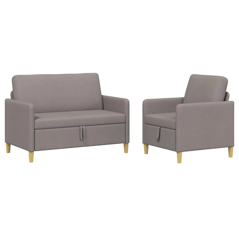 Sofos komplektas su saugojimu 2 pcs Taupe Poliesteris
