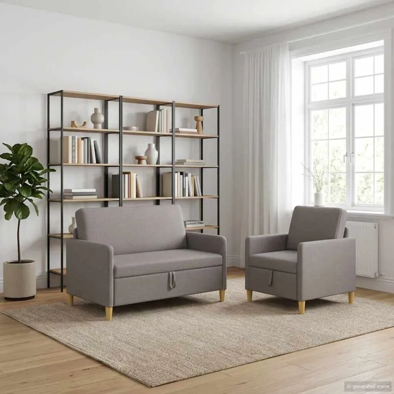 Sofos komplektas su saugojimu 2 pcs Taupe Poliesteris