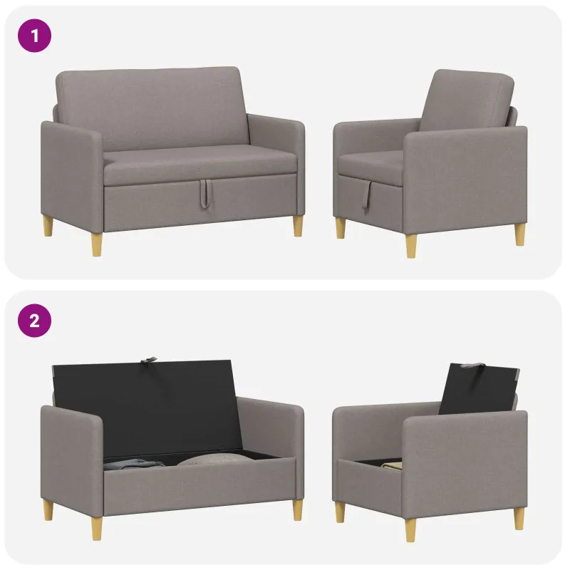 Sofos komplektas su saugojimu 2 pcs Taupe Poliesteris