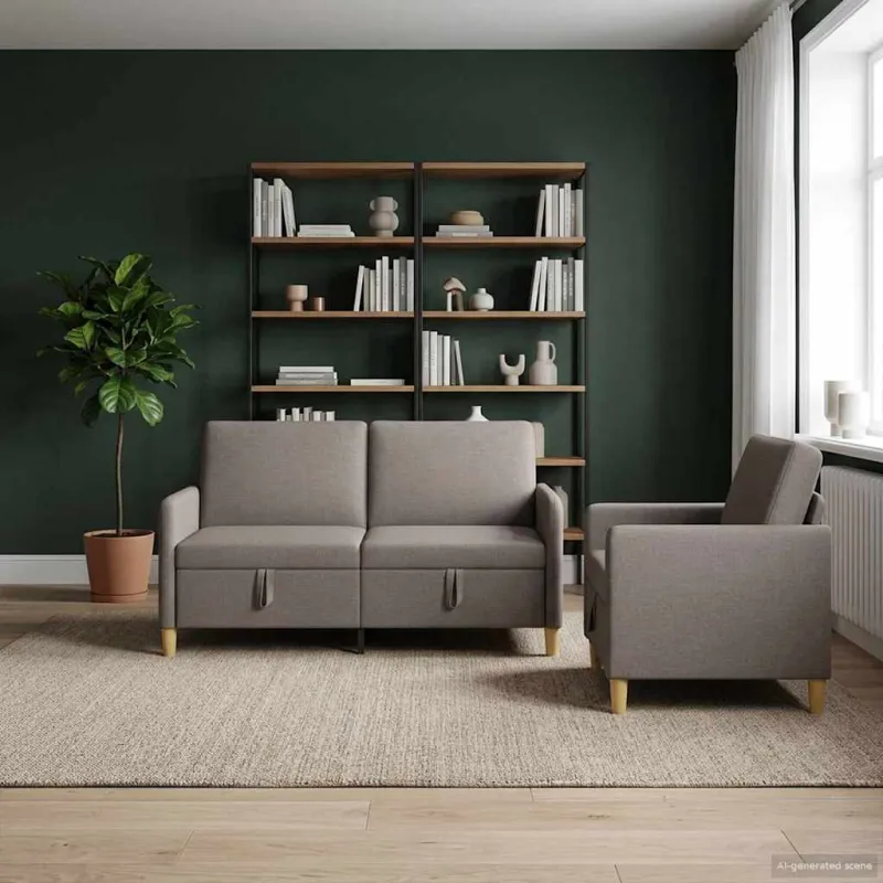 Sofos komplektas su saugojimu 2 pcs Taupe Poliesteris