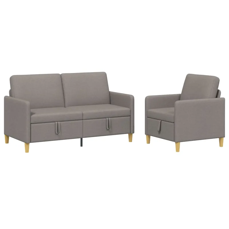 Sofos komplektas su saugojimu 2 pcs Taupe Poliesteris