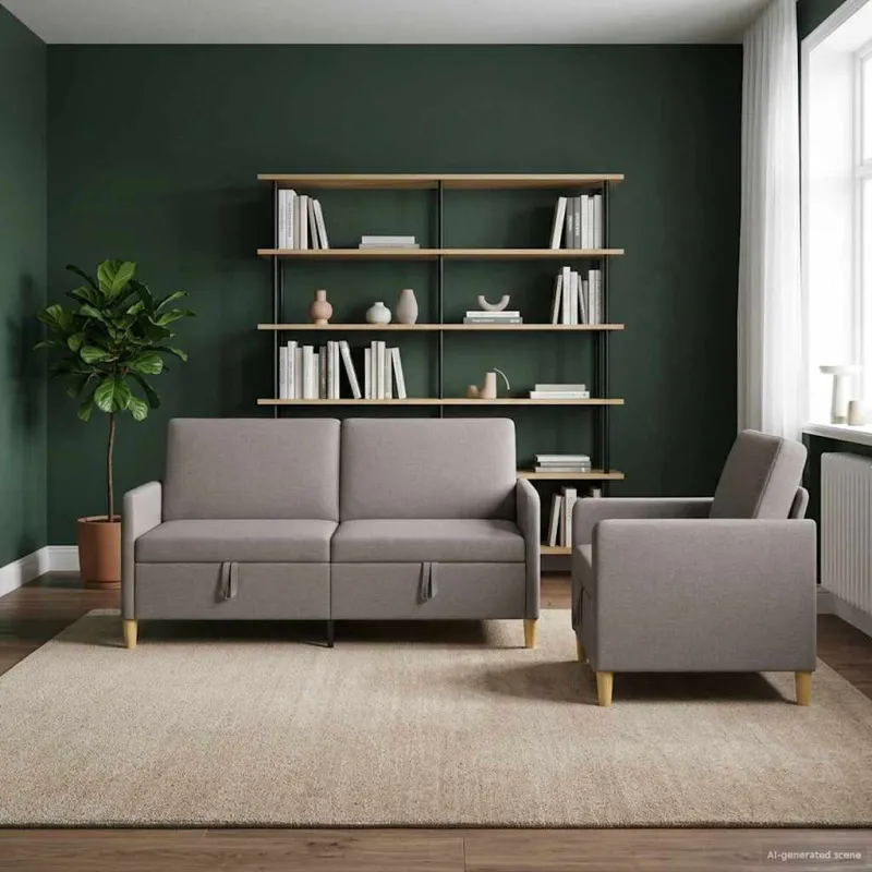 Sofos komplektas su saugojimu 2 pcs Taupe Poliesteris