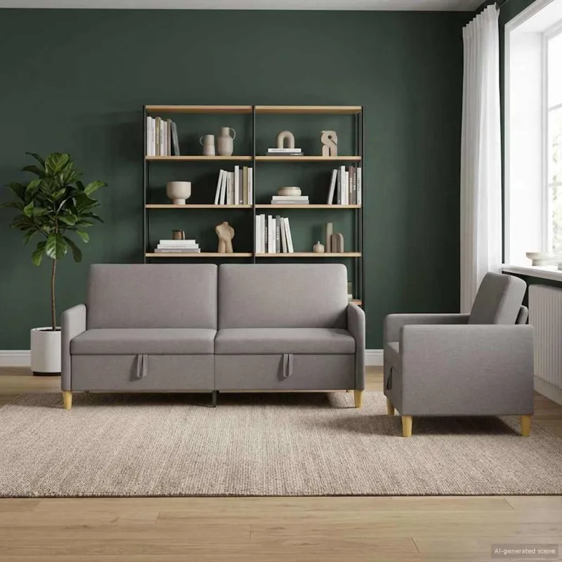 Sofos komplektas su saugojimu 2 pcs Taupe Poliesteris