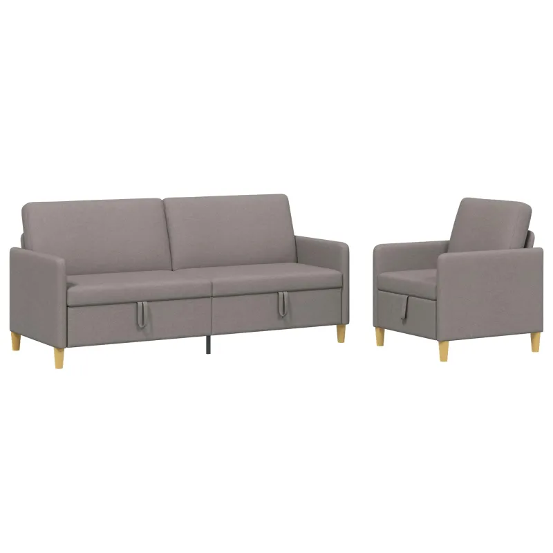 Sofos komplektas su saugojimu 2 pcs Taupe Poliesteris