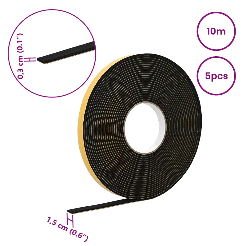Savigautinė putų juosta 5 pcs Juoda 15mm x 10m CR putplastis