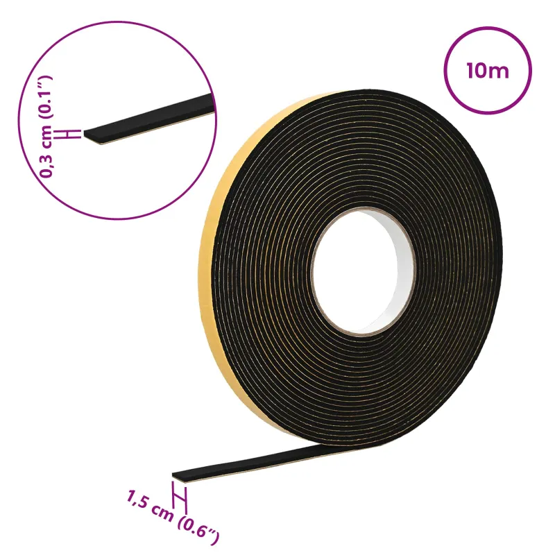 Savigautinė putų juosta 10 pcs Juoda 15mm x 10m CR putplastis