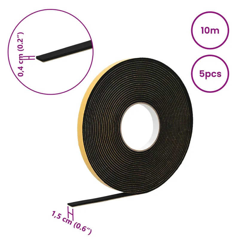 Savigautinė putų juosta 5 pcs Juoda 15mm x 10m CR putplastis