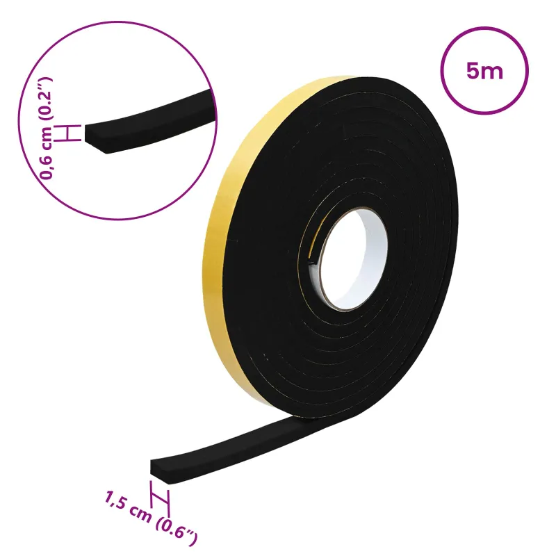 Savigautinė putų juosta 20 pcs Juoda 15mm x 5m CR putplastis