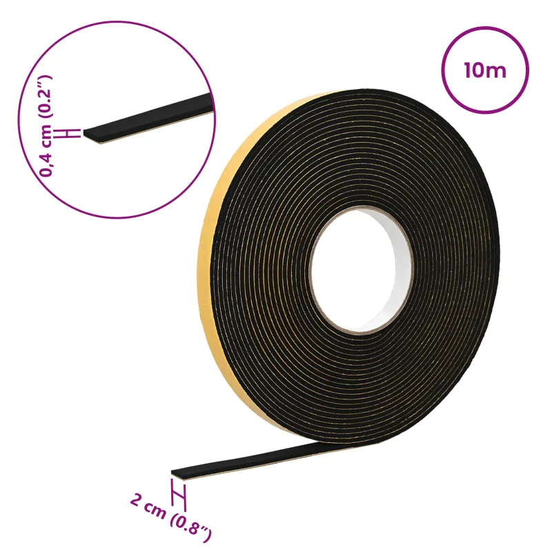 Savigautinė putų juosta 10 pcs Juoda 20mm x 10m CR putplastis