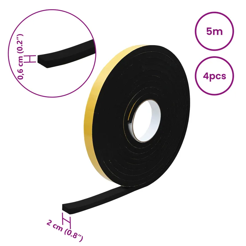 Savigautinė putų juosta 4 pcs Juoda 20mm x 5m CR putplastis