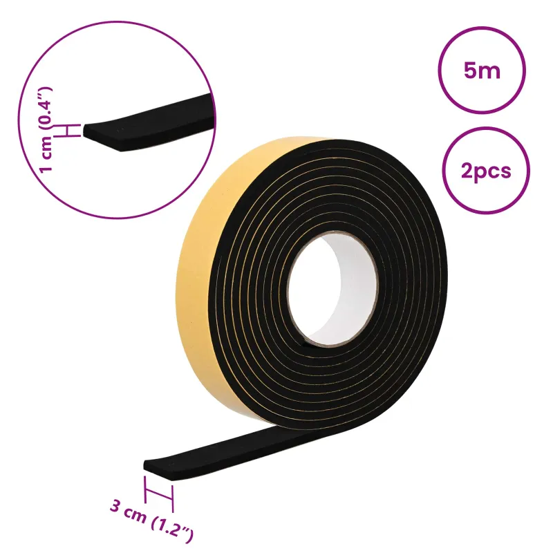 Savigautinė putų juosta 2 pcs Juoda 30mm x 5m CR putplastis
