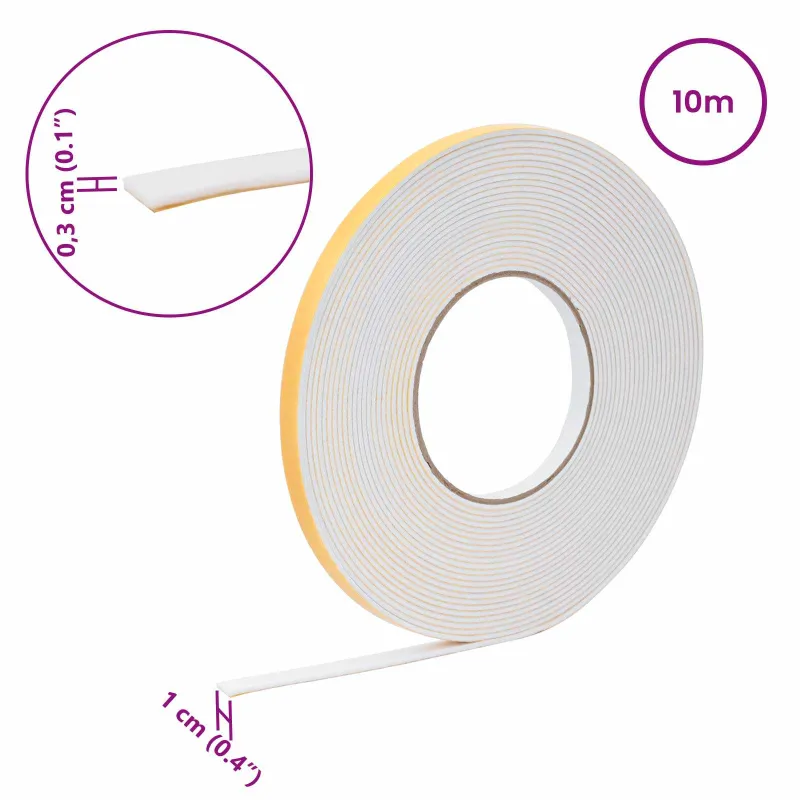 Savigautinė putų juosta Balta 10mm x 10m CR putplastis