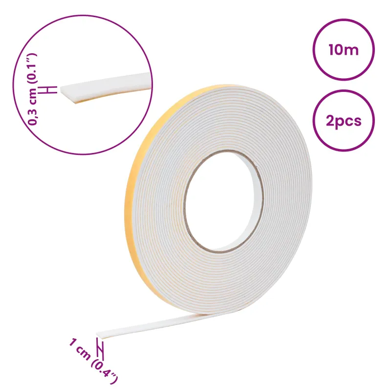 Savigautinė putų juosta 2 pcs Balta 10mm x 10m CR putplastis