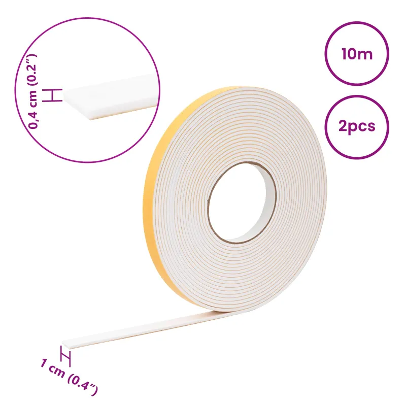 Savigautinė putų juosta 2 pcs Balta 10mm x 10m CR putplastis
