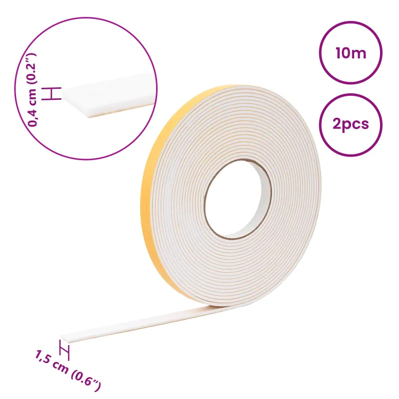 Savigautinė putų juosta 2 pcs Balta 15mm x 10m CR putplastis