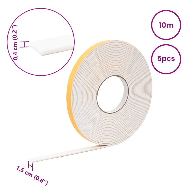 Savigautinė putų juosta 5 pcs Balta 15mm x 10m CR putplastis