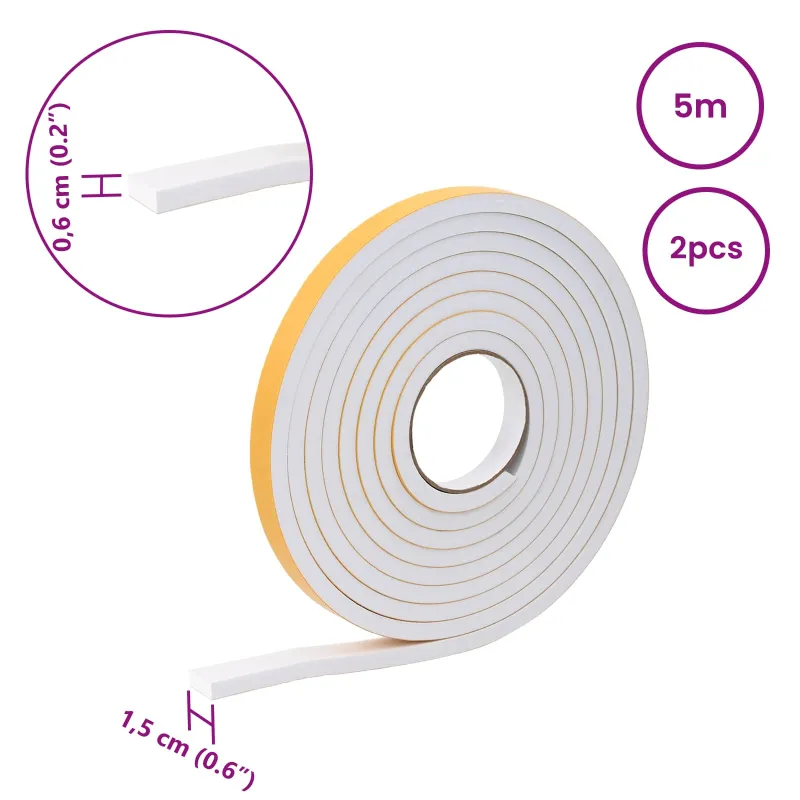 Savigautinė putų juosta 2 pcs Balta 15mm x 5m CR putplastis
