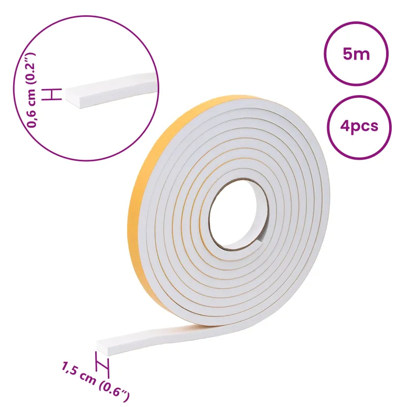 Savigautinė putų juosta 4 pcs Balta 15mm x 5m CR putplastis