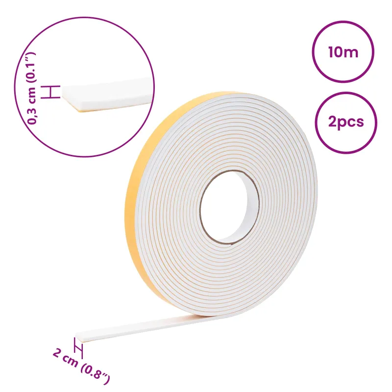 Savigautinė putų juosta 2 pcs Balta 20mm x 10m CR putplastis