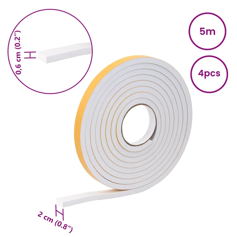 Savigautinė putų juosta 4 pcs Balta 20mm x 5m CR putplastis